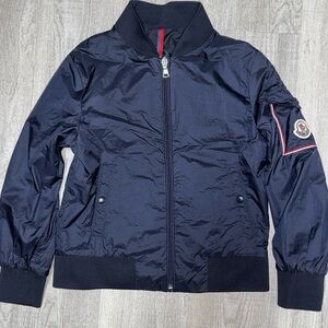 Moncler Boys Navy Lightweight Bomber Jacket Size 8 Logo Patch Like New